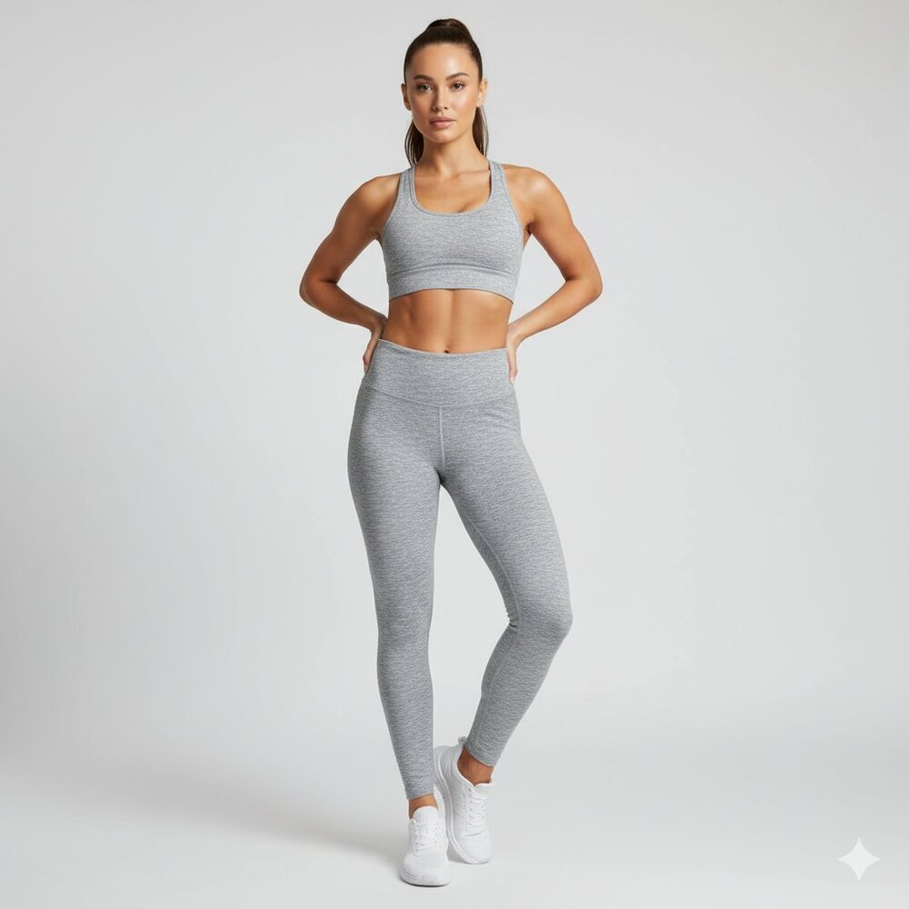 Rohnisch Women's 7/8 Length High Rise Leggings Pants Tights Grey Activewear